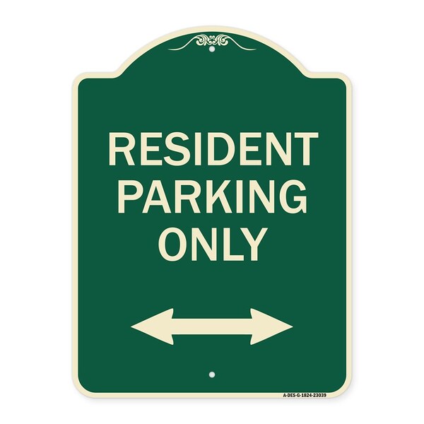 Reserved Parking Resident Parking Heavy-Gauge Aluminum Architectural Sign, 24" x 18", G-1824-23039